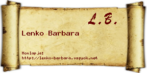 Lenko Barbara névjegykártya